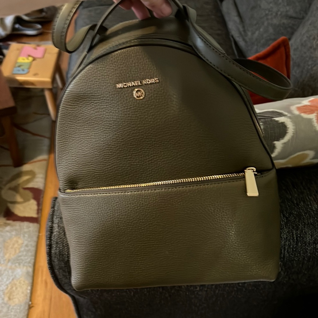 Brand New Michael Kors Green Leather Backpack